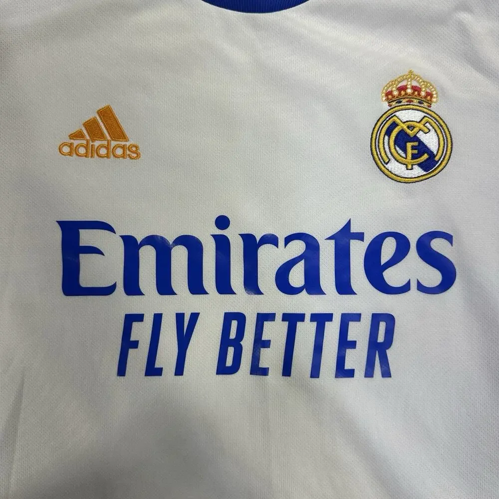 Real Madrid 21/22 Home Jersey White Blue Orange Men's Sz Medium adidas GQ1359